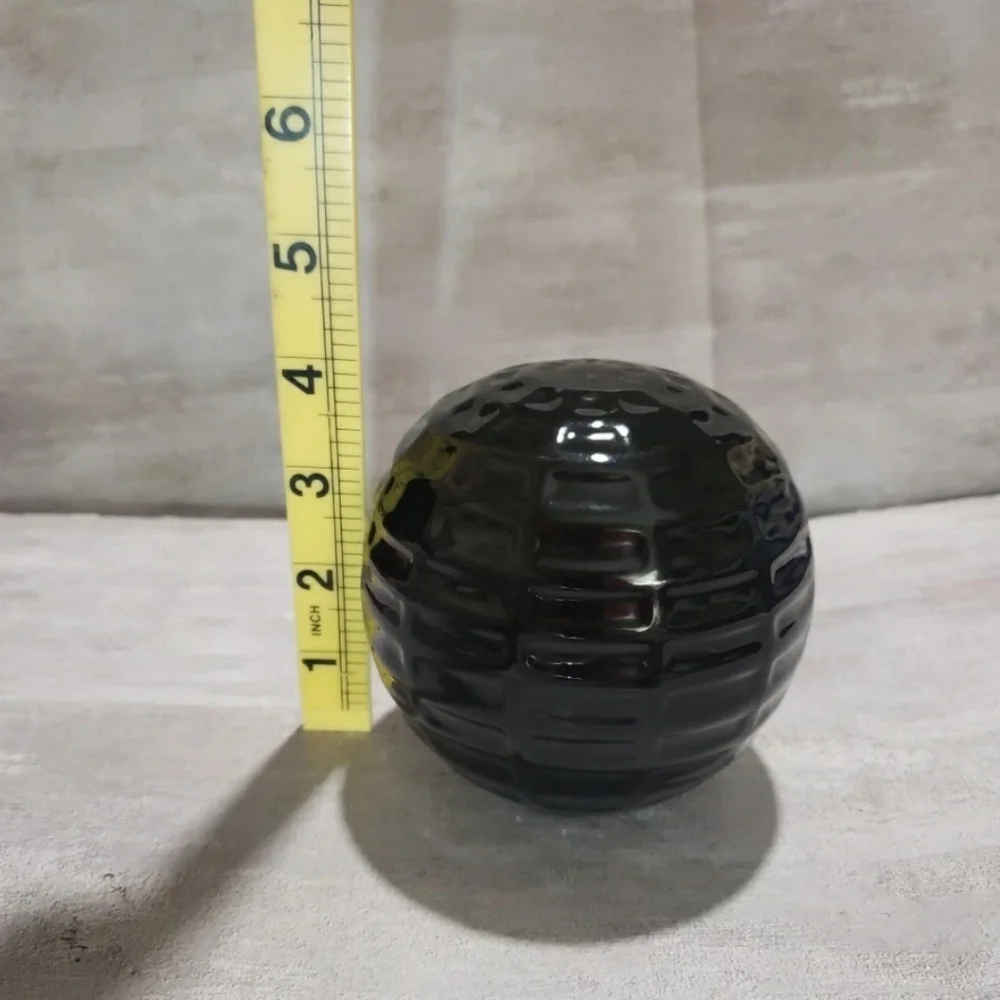 Pier 1 Black Ceramic Sphere Orb Textured Decor Modern